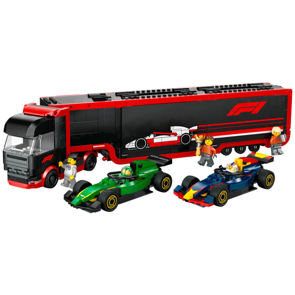 LEGO City F1 Truck with RB20 & AMR24 F1 Cars 60445